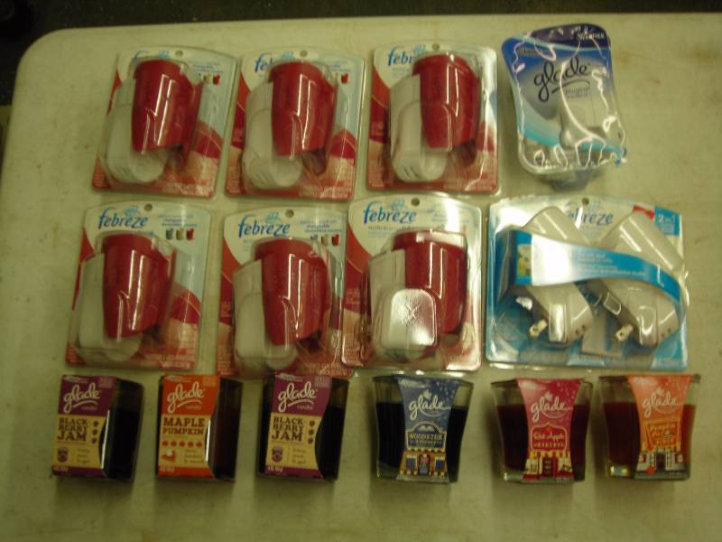 Box Lot Of Febreze Noticables, Glade Candles