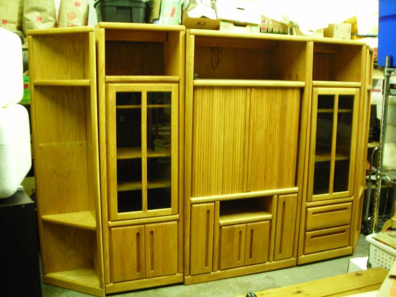 5 Piece Entertainment Center 1-Center, 2-Side Pier, 2-Corner End Shelves 40 x 22 x 75, 24 x 17 x 75