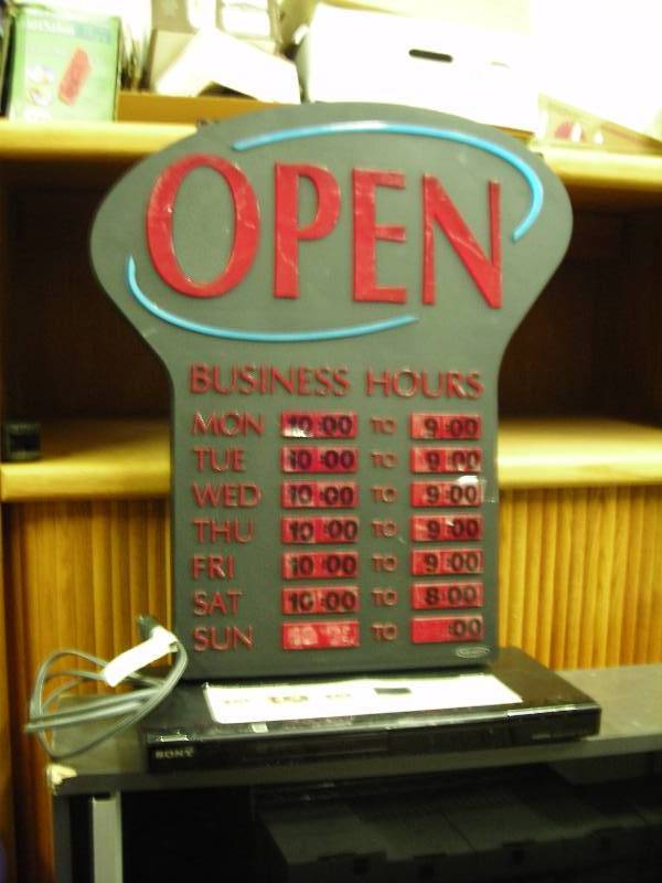 OPEN Sign (No Power Cord), Sony DVD Player
