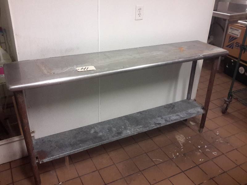 lot 41 image: Narrow, Stainless Steel Work Table