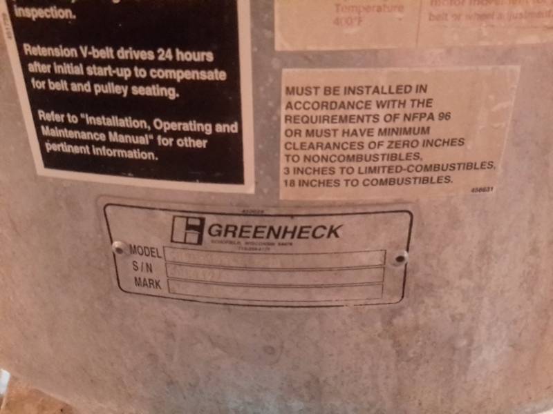 lot 3A image: Roof Top Exhaust Fan.. Model QCUBE.. 100-46-QD.. Base is 22in x 22in.