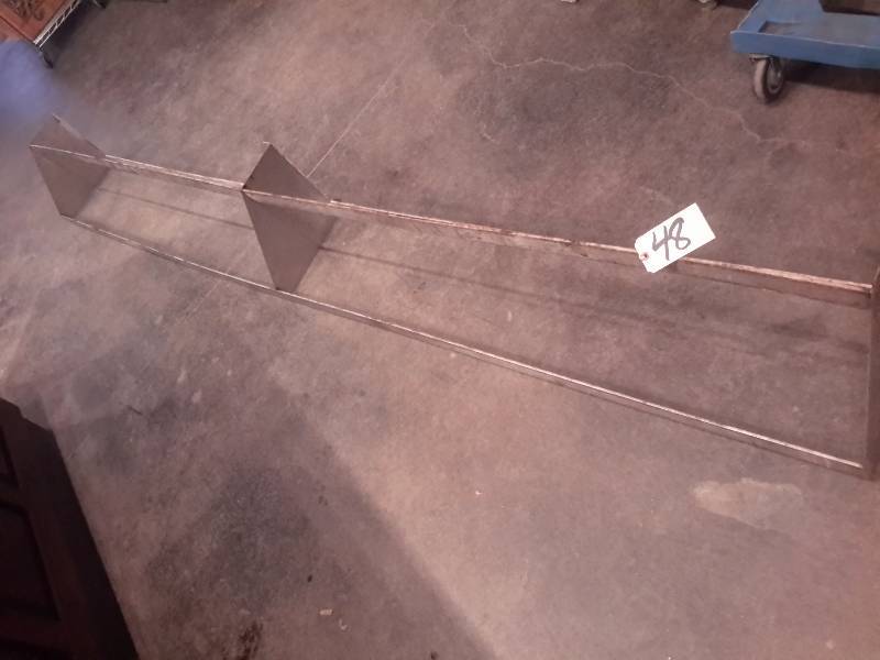 lot 48 image: Wall Mount Pan hanger.. Hanger hooks as pictured.  10 ft long.. Could be cut to 5ft.