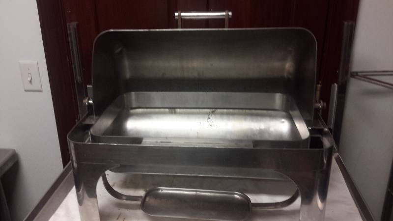 lot 53A image: Rectangular Chaffing Dish.. Stainless SteelChrome.  24in x 16 in.