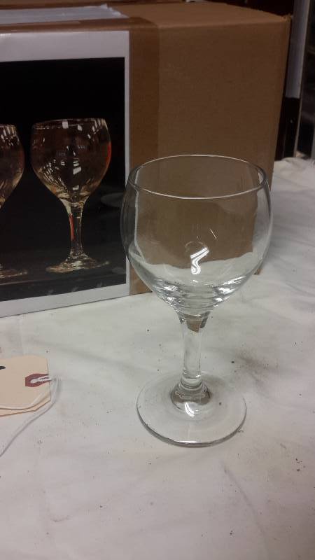 lot 115 image: 24 plain wine glasses..new in case..