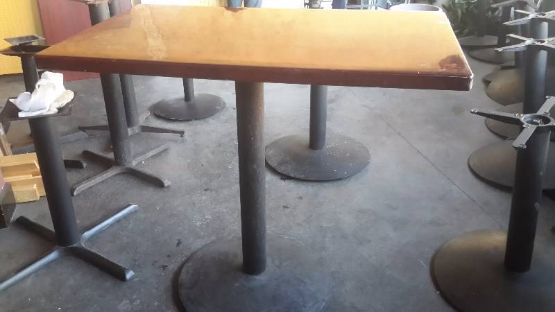 lot 215 image: Solid Wood, Cherry Finish with Poly Eurethan Finish.. 30 in x 48 in x 42 in.. Single Pedestal