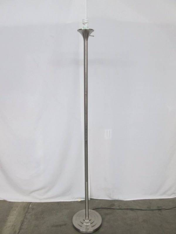 McLeland Design Brushed Steel Torchiere Lamp