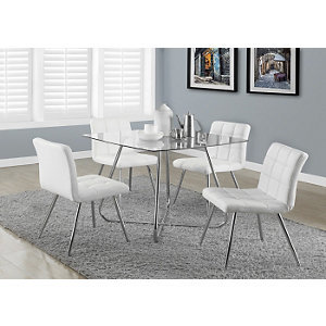 Monarch Specialties 40 Chrome & Tempered Glass Dining Table