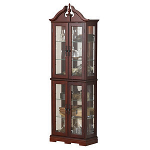 Alcove Lighted Cherry-Finish Curio Cabinet
