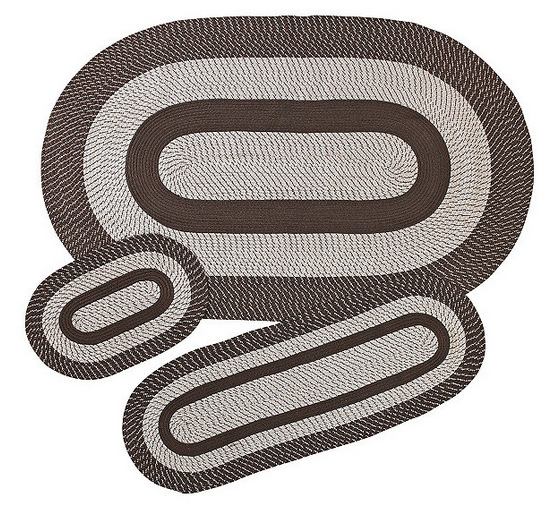 Madison Industries 3-Pc. Oval Braided Area Rug Set - Bard Red Color