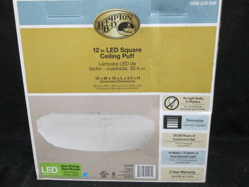 Hampton Bay 12 inch LED Square Ceiling Puff