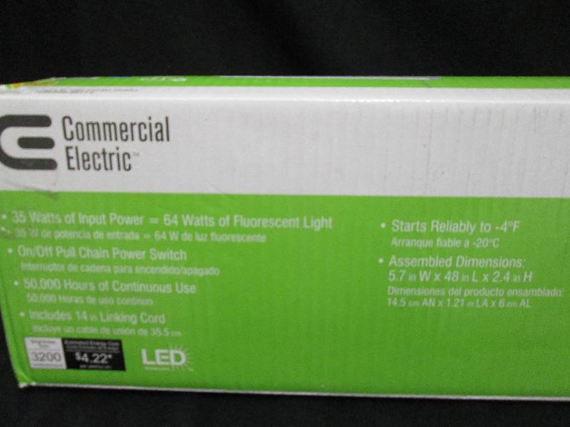 Commercial Electric 4 Foot LED Shoplight White Finish