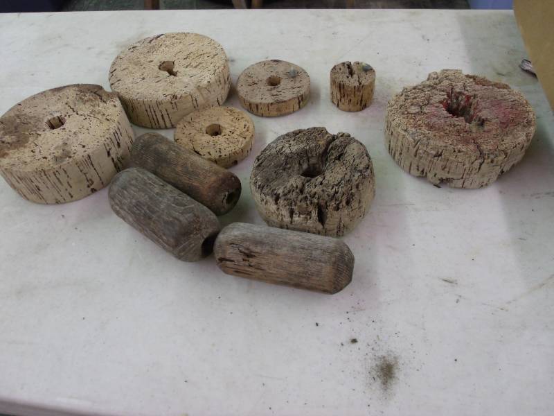 cork and wood from fishing