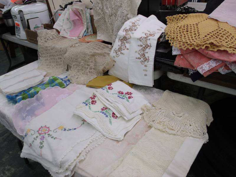 cloth scrap and doilies