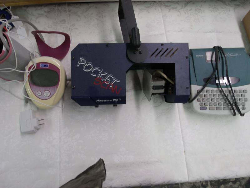 blood pressure cuff, p-touch label maker, light show box