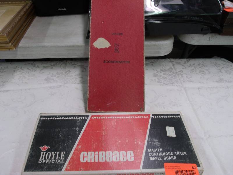 2 vintage cribbage boards with instructions