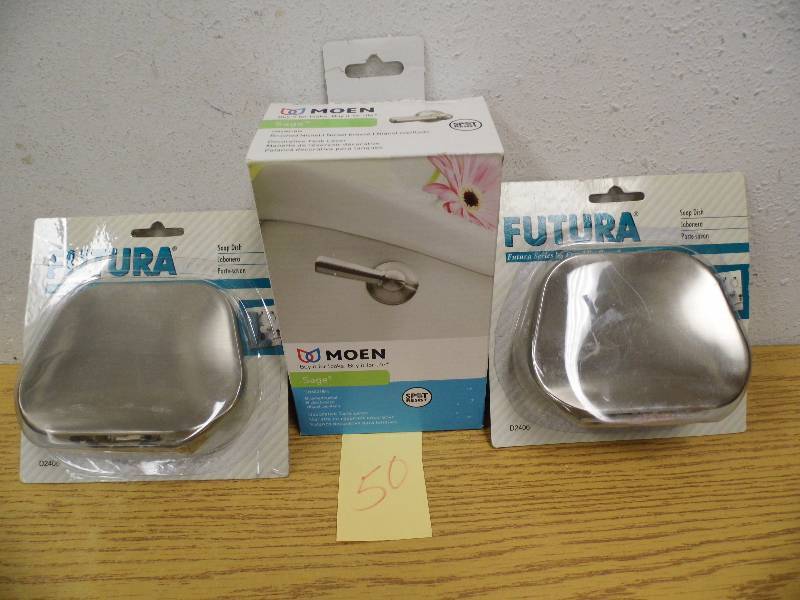 Moen Brushed Nickel Tank Lever & Soap Dishes