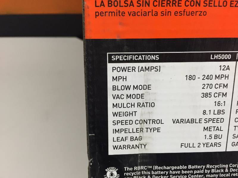 BLACK N DECKER LEAF HOG