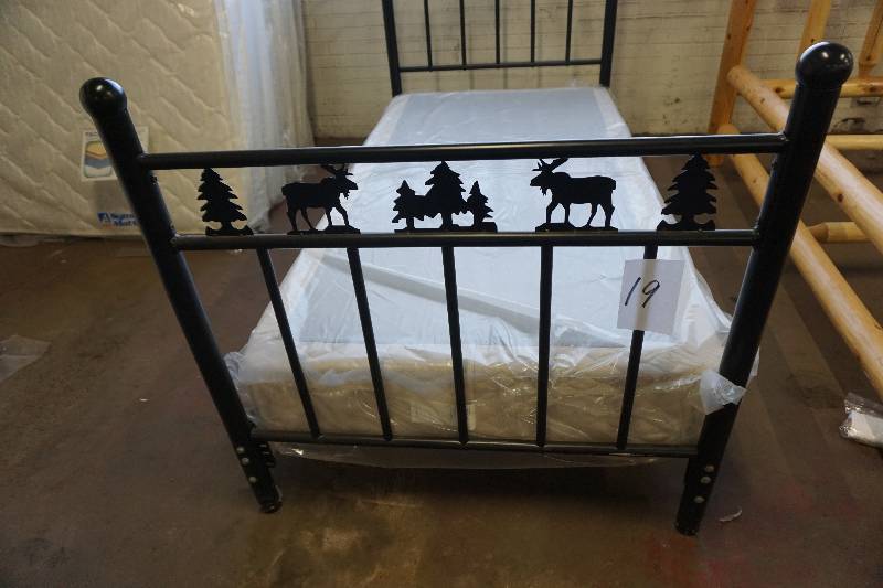 Metal Outdoor Themed Twin Size Bed Room Set With Mattress Box SpringBase
