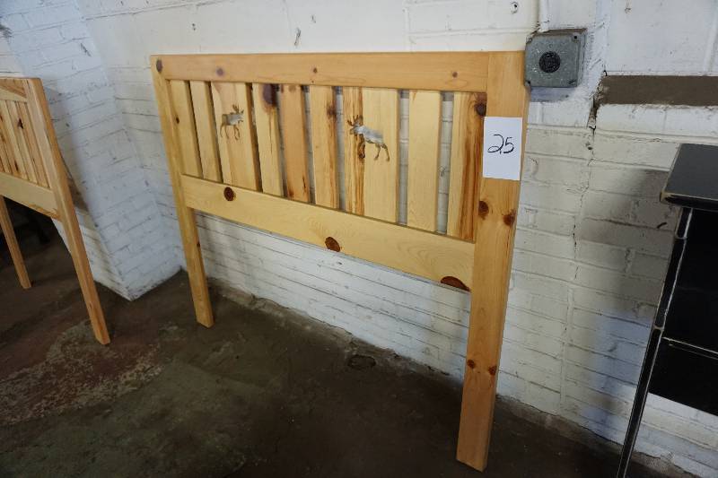 Pine Wild Life Moose Themed Twin Size Head Board