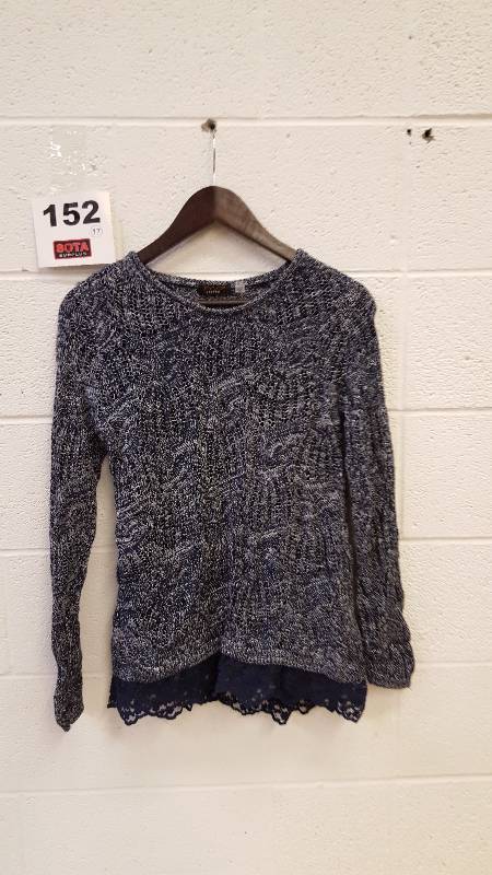FYLO Layered Lace Trimmed Knit Sweater-Charcoal SMP
