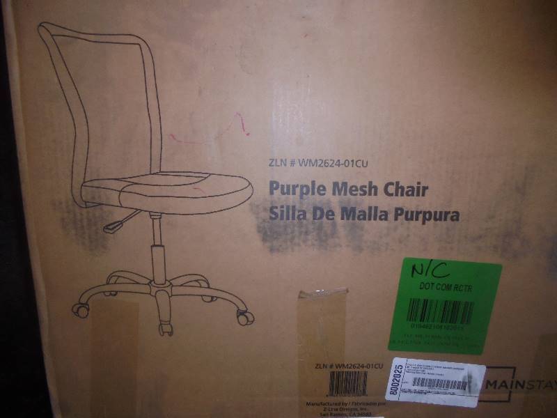 lot 20 image: Mainstays Purple Mesh Office Chair
