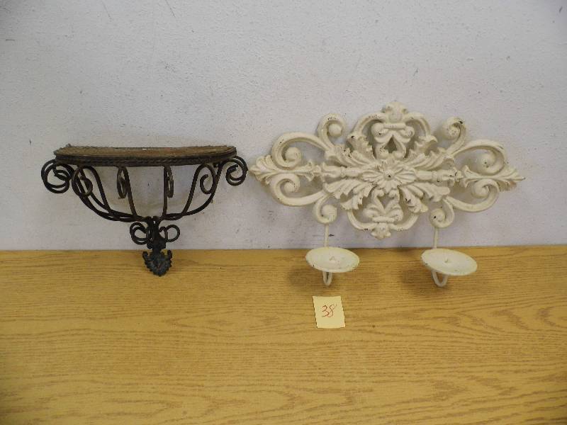 Metal Shelf w Candle Holder