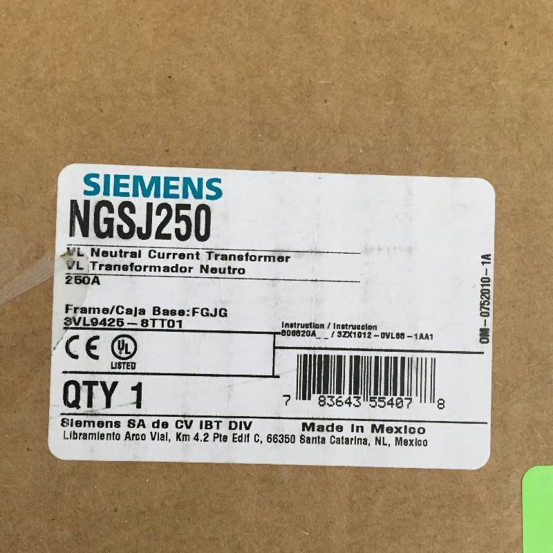 lot 63 image: New In Open Box Siemens NGSJ250 Neutral Current Transformer NGSJ250 VL 3VL9425-8TT01 See the PDF