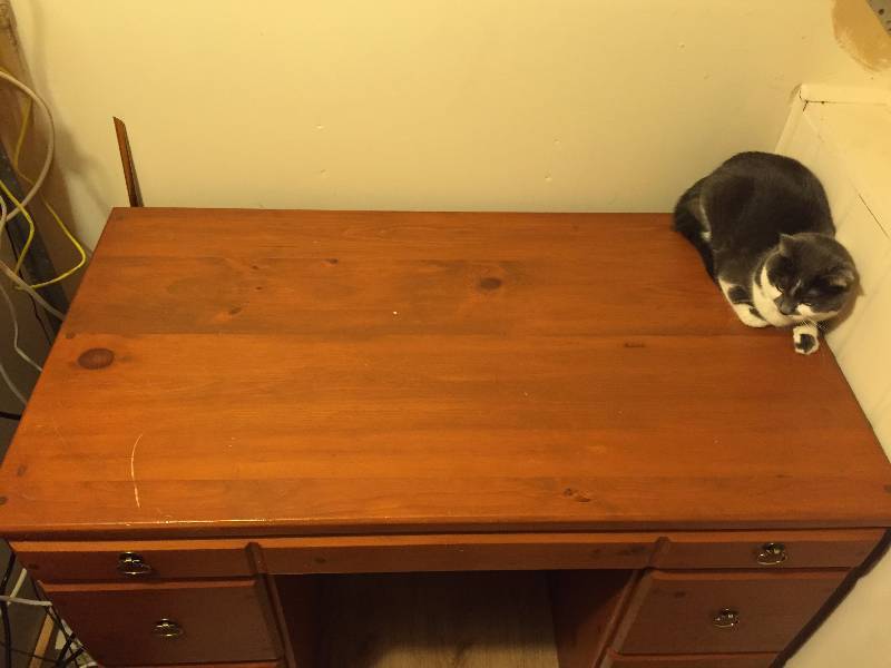lot 79 image: Highly Sought After Original Habitant Shops Inc.1960s Vintage Knotty Pine Arts & Crafts Style Desk Distinctive Solid Wood Pioneer Craftsmanship of Bay City, Michigan RARE