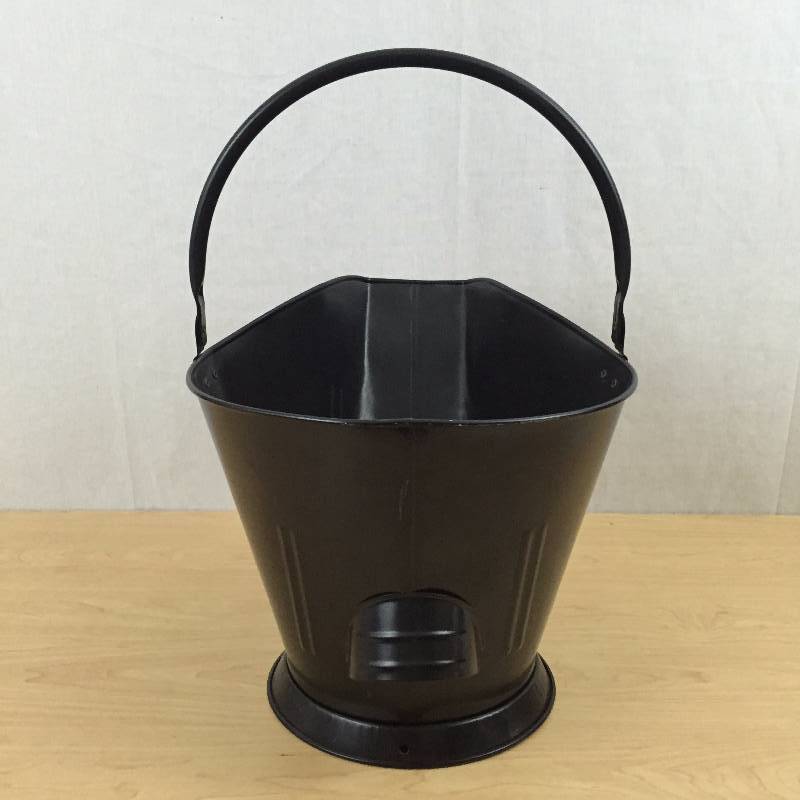 lot 62 image: Vintage Black Metal Coal Ash Scuttle Bucket Pail Double Thick Handles Fireplace Wood Burning Stove Accessory Shabby Chic Decor