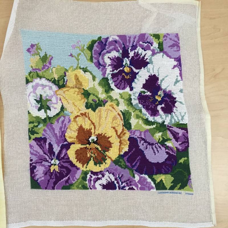 lot 75 image: Refined Beauty Completed Floral Needlepoint Lot #1 for Pillows or Wall Decor
