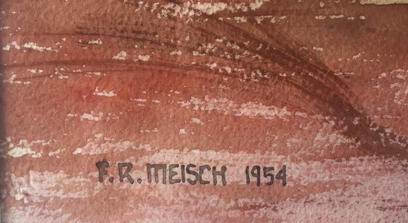 Rare Francis R. Meisch Original Signed 1954 Watercolor