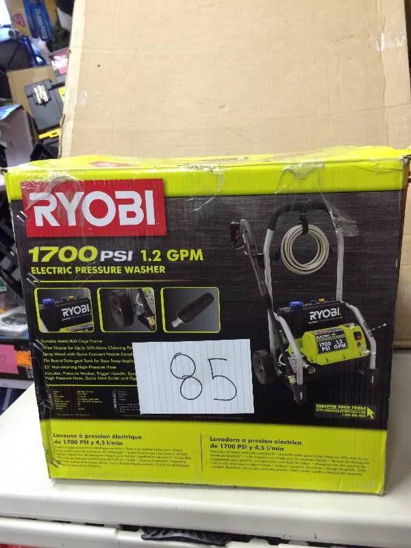 lot 85 image: Ryobi 1700 PSI Preassure Washer