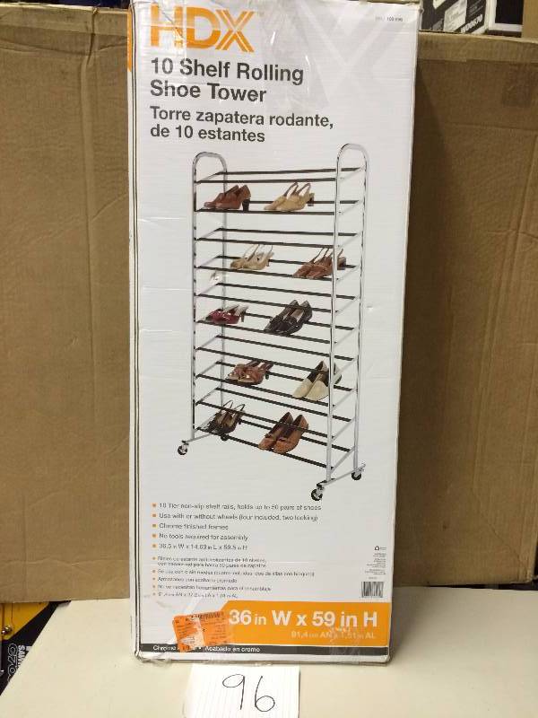 lot 96 image: HDX 19 Shelf Rolling Shoe Tower