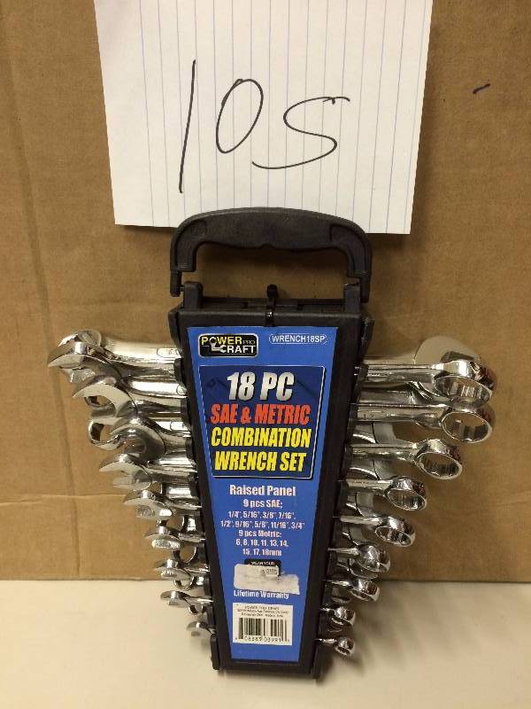 lot 105 image: 18 PC SAE-Metric Combination Wrench New