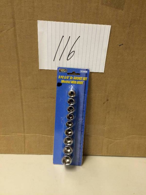 lot 116 image: 9 PC 38 DR Socket Set New