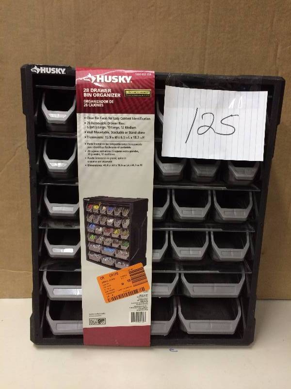 lot 125 image: Husky 28 Drawer Bin Organizer New