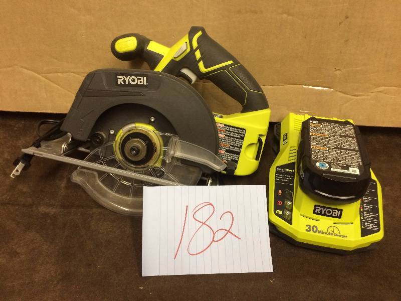 lot 182 image: Ryobi 18V 612 Circular Saw In like new condition