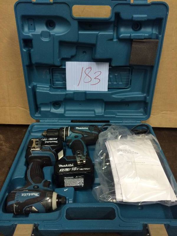 lot 183 image: Makita 18V LXT Litium ION Cordless 2 PC Combo New