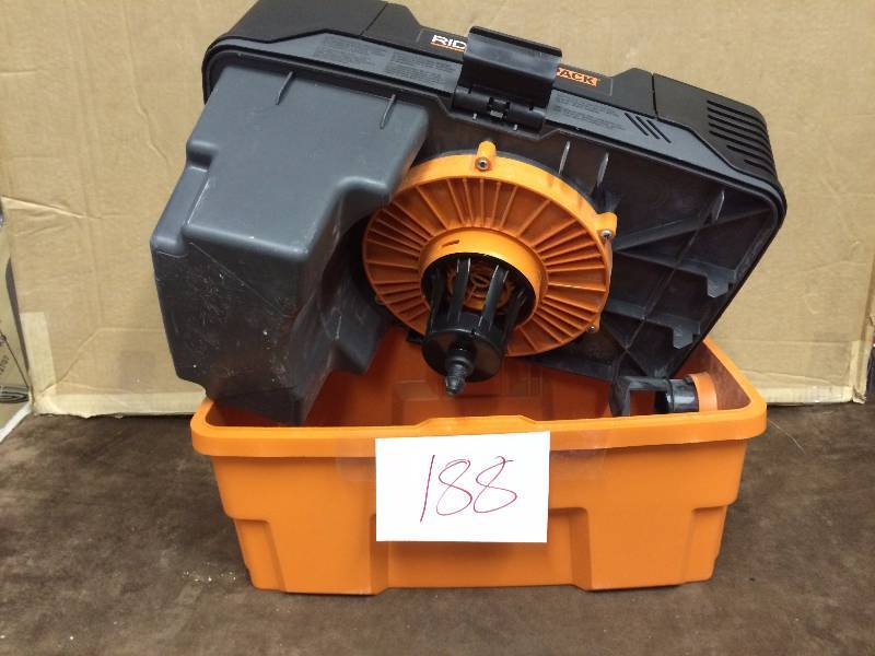 lot 188 image: Ridgid Pro Pack Portable WetDry Vac Used tested works mising filter