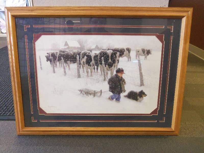 Boy and His Dog Framed and Matted Print