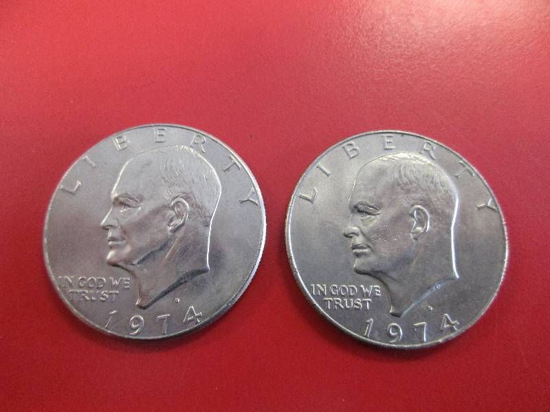 lot 23 image: Lot of (2) Eisenhower Dollar Coins