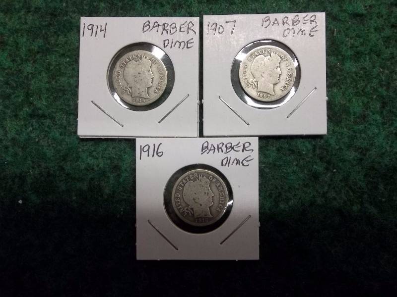 1907, 1914, 1916 Barber Dimes
