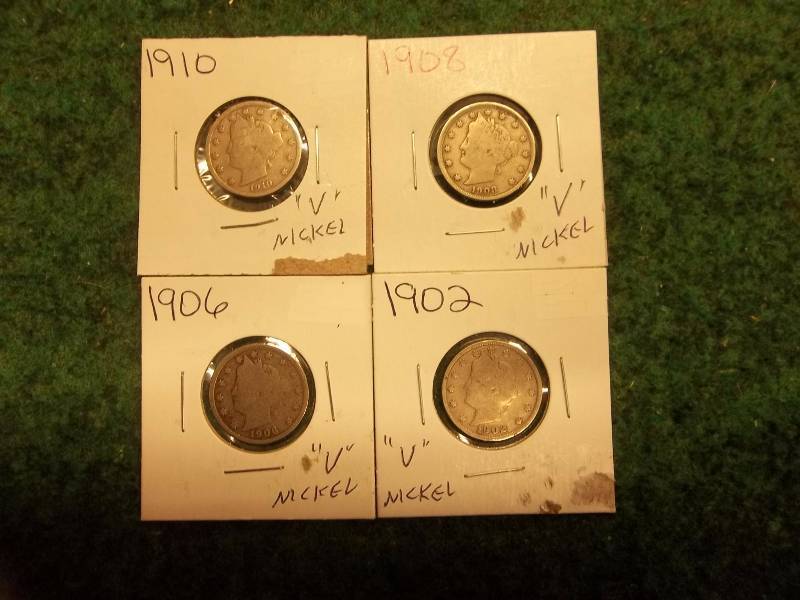 1902, 1906, 1908, 1910 V-Nickels