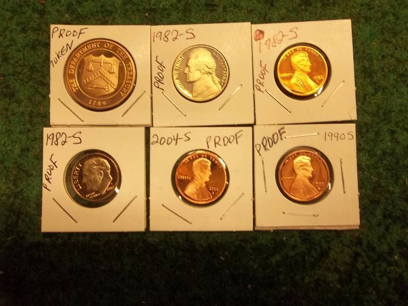Set Of US Proofs-1982 S Penny, Nickel, Dime. 2004 S Lincoln Proof, US Proof Token
