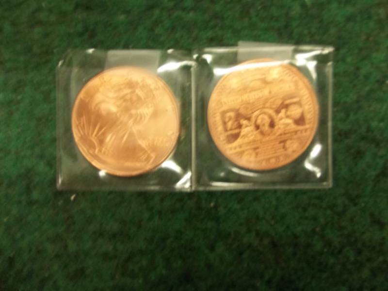 2- 1 Oz Copper Round Commemoratives .999 Fine