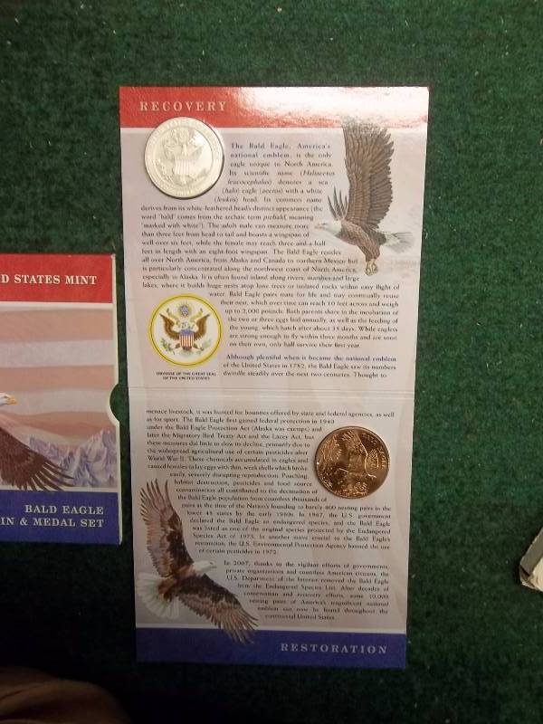 US Mint Bald Eagle Coin & Medal Set