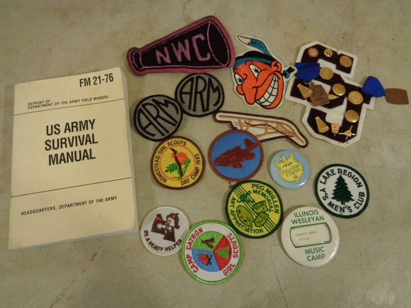 Army Survival Book and Patches