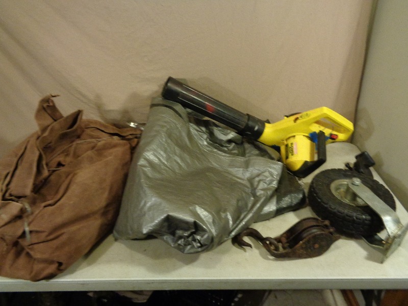Blower, Tarps, Pulley, more
