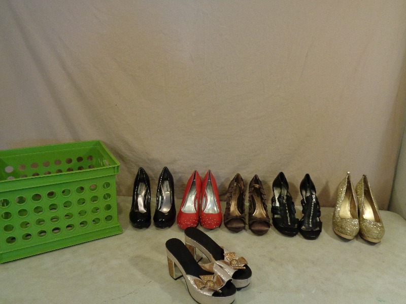 6 Pairs of Womens Heels and Crate
