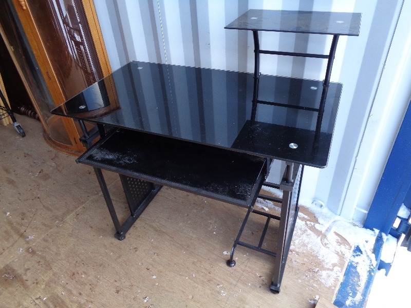 Glass  Steel Computer Desk